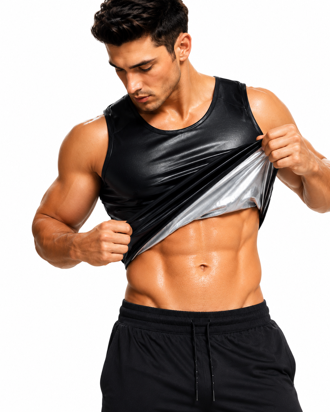 Air Wear Men's Shapewear Vest (Black & Blue)