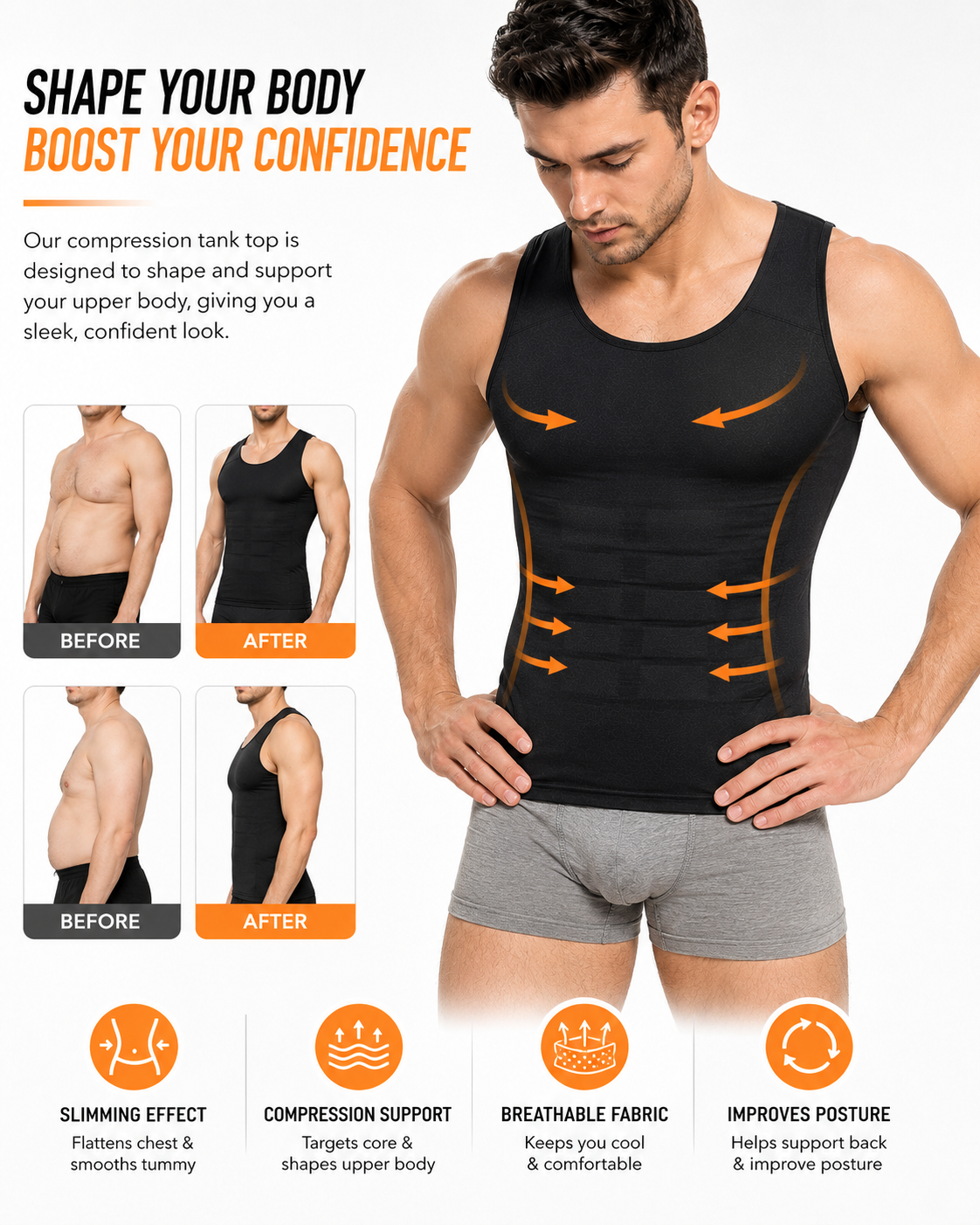 Air Wear Men's Shapewear Vest (Black & Blue)